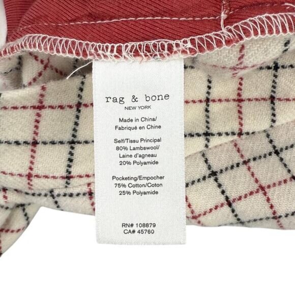 RAG & BONE Lambswool Poppy High Waisted Pant Trouser Pants Sz 0 Ivory Check - Picture 5 of 7